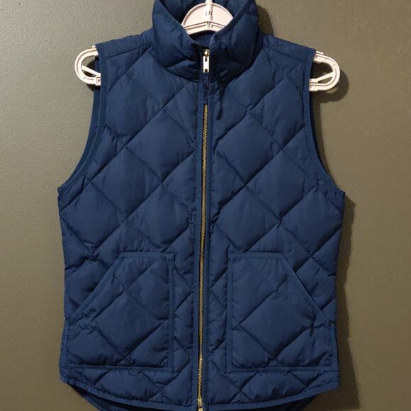 J. Crew Women's Quilted Down Vest Navy Blue SIZE XS - Picture 6 of 7